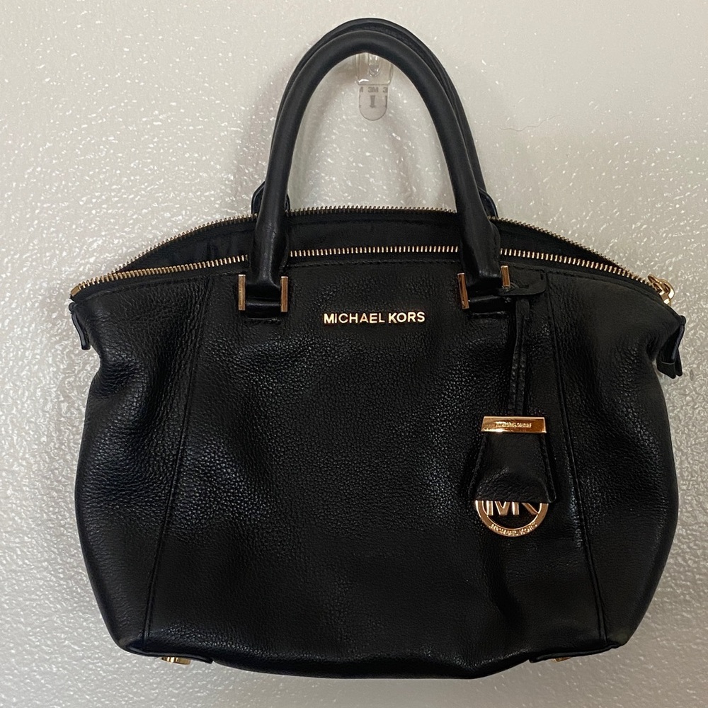 Michael Kors Black Satchel with Gold Accents